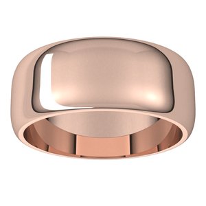 10K Rose 8 mm Half Round Band Size 10.5