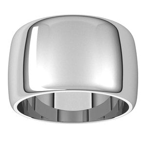 Platinum 12 mm Half Round Band Size 15.5