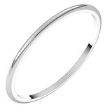 10K White 1 mm Lightweight Half Round Band Size 19.5