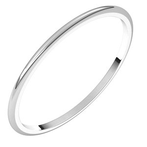 10K White 1 mm Lightweight Half Round Band Size 19