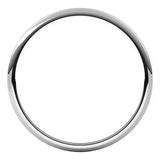 10K White 1 mm Lightweight Half Round Band Size 17.5