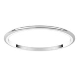 10K White 1 mm Lightweight Half Round Band Size 18.5