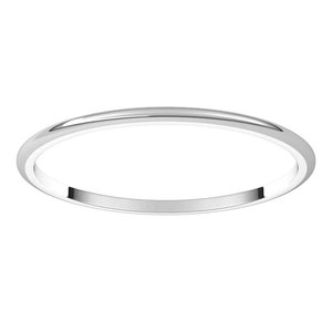 10K White 1 mm Lightweight Half Round Band Size 19.5