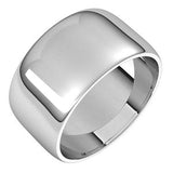 14K White 10 mm Lightweight Half Round Band Size 15.5