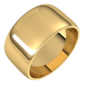 14K Yellow 10 mm Lightweight Half Round Band Size 15.5