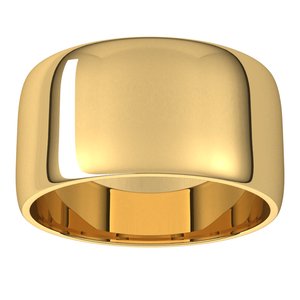 14K Yellow 10 mm Lightweight Half Round Band Size 15.5