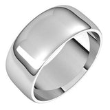 14K White 8 mm Lightweight Half Round Band Size 16.5