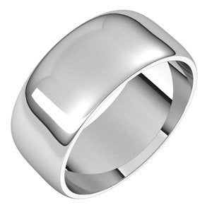 14K White 8 mm Lightweight Half Round Band Size 16.5
