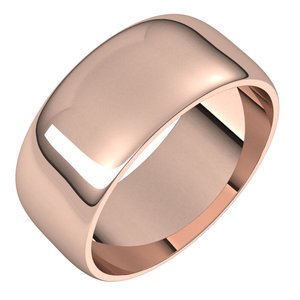 10K Rose 8 mm Lightweight Half Round Band Size 5