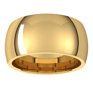 18K Yellow 10 mm Comfort-Fit Half Round Band Size 10.5