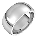 14K White 9 mm Comfort-Fit Half Round Band Size 8