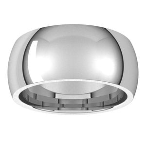 14K White 9 mm Comfort-Fit Half Round Band Size 10