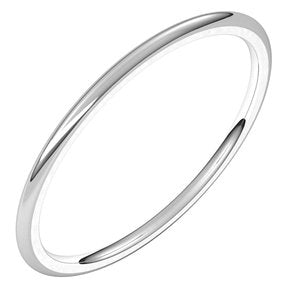 10K White 1 mm Lightweight Comfort-Fit Half Round Band Size 19