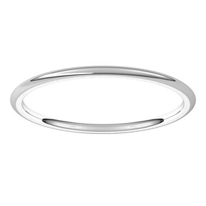 10K White 1 mm Lightweight Comfort-Fit Half Round Band Size 19