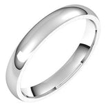 Platinum 3 mm Lightweight Comfort-Fit Half Round Band Size 17.5