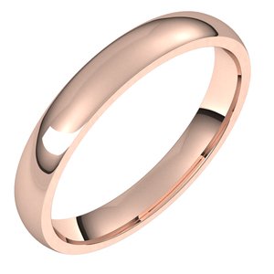 10K Rose 3 mm Lightweight Comfort-Fit Half Round Band Size 6