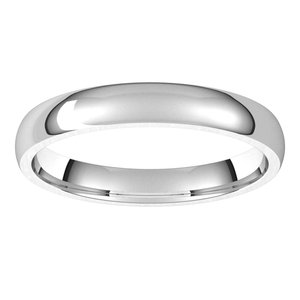 10K White 3 mm Lightweight Comfort-Fit Half Round Band Size 19.5
