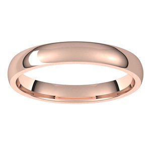 10K Rose 3 mm Lightweight Comfort-Fit Half Round Band Size 6