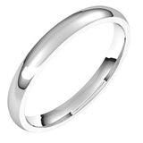18K White 2.5 mm Lightweight Comfort-Fit Half Round Band Size 5