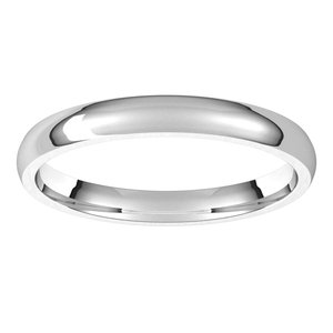10K White 2.5 mm Lightweight Comfort-Fit Half Round Band Size 18