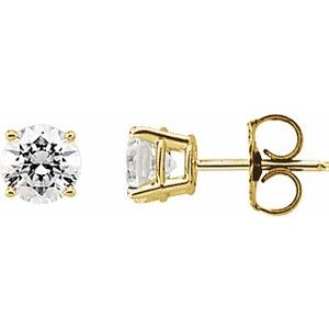 14K Yellow 5 mm Round Imitation White Cubic Zirconia  Stud Earring