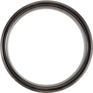 Black & Blue PVD Tungsten 8 mm Beveled-Edge Grooved Comfort-Fit Band Size 7