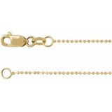 14K Yellow 1 mm Diamond-Cut Bead 7" Chain