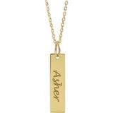 18K Yellow Gold-Plated Sterling Silver 20x5 mm Engravable Bar 20" Necklace