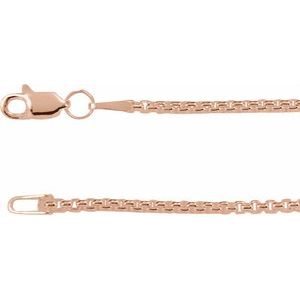 14K Rose 1.8 mm Rounded Box 7" Chain