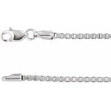 14K White 1.82 mm Box 7" Chain