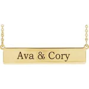 14K Yellow Be Posh® Engravable Bar 17 1/2" Necklace