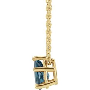 14K Yellow 7x5 mm Pear London Blue Topaz 16-18" Necklace