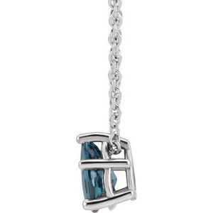 14K White 6x4 mm Pear London Blue Topaz 16-18" Necklace
