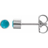 14K White Natural Turquoise Bezel-Set Earrings