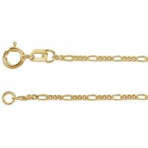 14K Yellow 1.28 mm Figaro 7" Chain