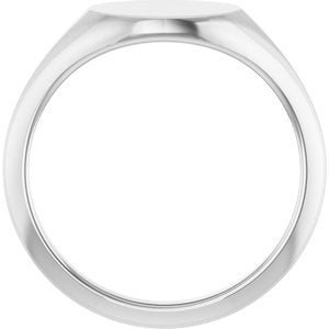 14K White Oval Signet Ring