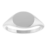 14K White Oval Signet Ring