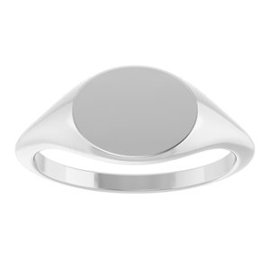 14K White Oval Signet Ring
