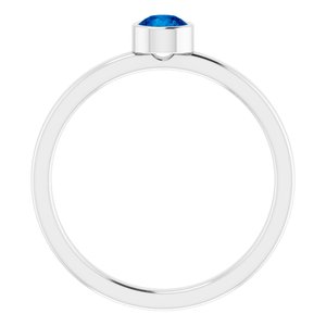 Rhodium-Plated Sterling Silver 4 mm Imitation Blue Sapphire Ring