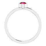Rhodium-Plated Sterling Silver 4 mm Imitation Ruby Ring