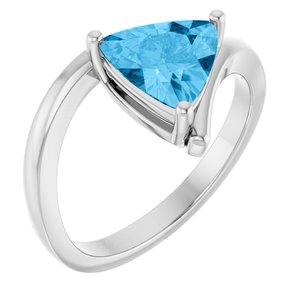 14K White Natural Swiss Blue Topaz Ring