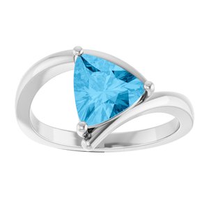 14K White Natural Swiss Blue Topaz Ring