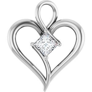 14K White 3/8 CTW Natural Diamond Pendant