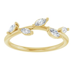 14K Yellow 1/4 CTW Natural Diamond Leaf Ring