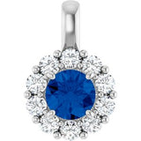 14K White Natural Blue Sapphire & 1/2 CTW Natural Diamond Pendant
