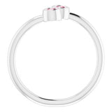 14K White Natural Pink Tourmaline Two-Stone Ring