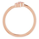 14K Rose Natural Pink Tourmaline Two-Stone Ring