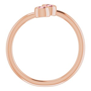 14K Rose Natural Pink Tourmaline Two-Stone Ring