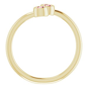 14K Yellow Natural Pink Tourmaline Two-Stone Ring