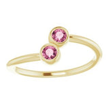14K Yellow Natural Pink Tourmaline Two-Stone Ring
